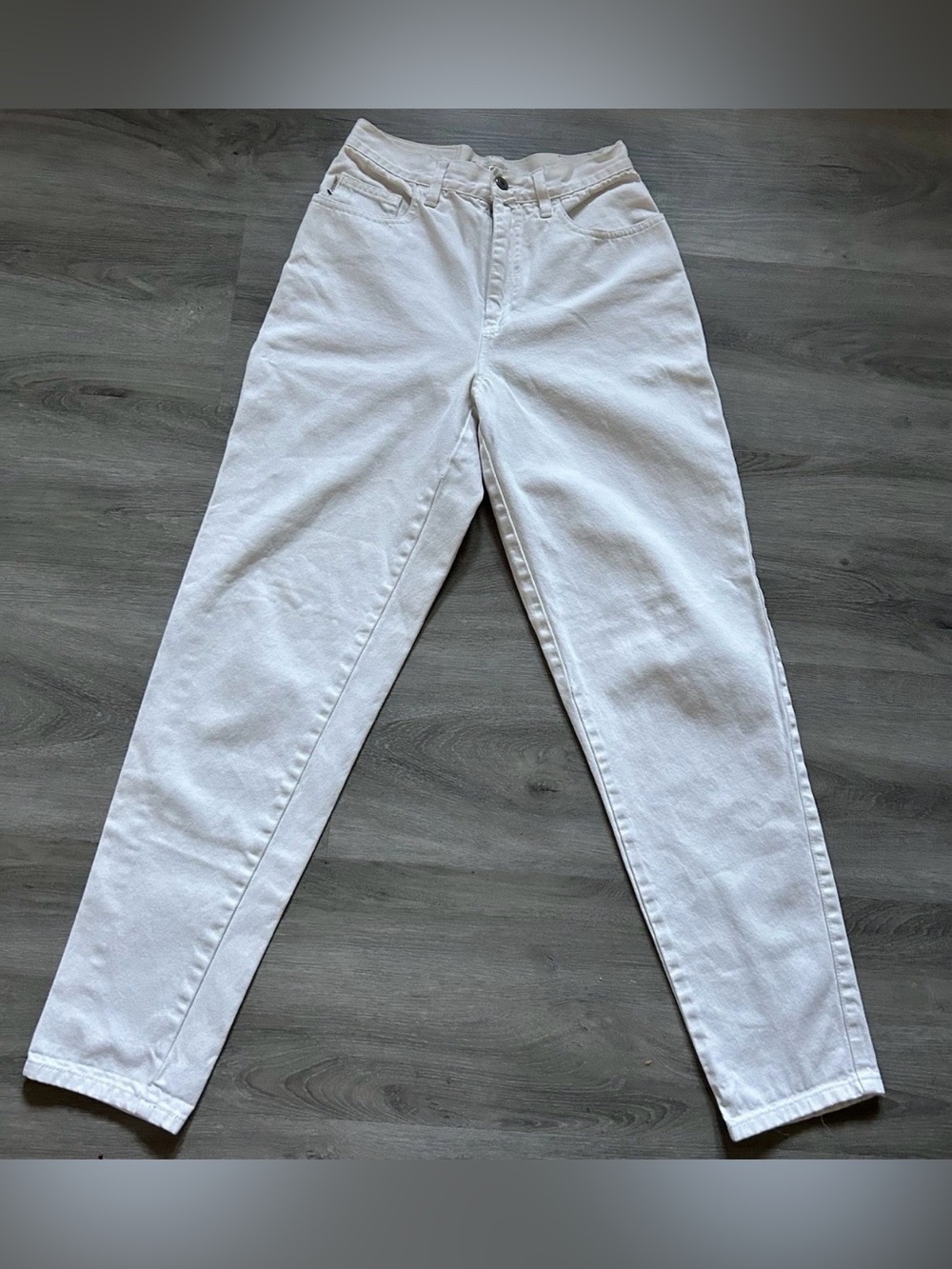 ESPRIT Jeans White High Waisted Denim Tapered Leg Womens 28 Actual 28x30.5 VTG